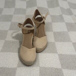 Beige Espadrille Wedge Sandals